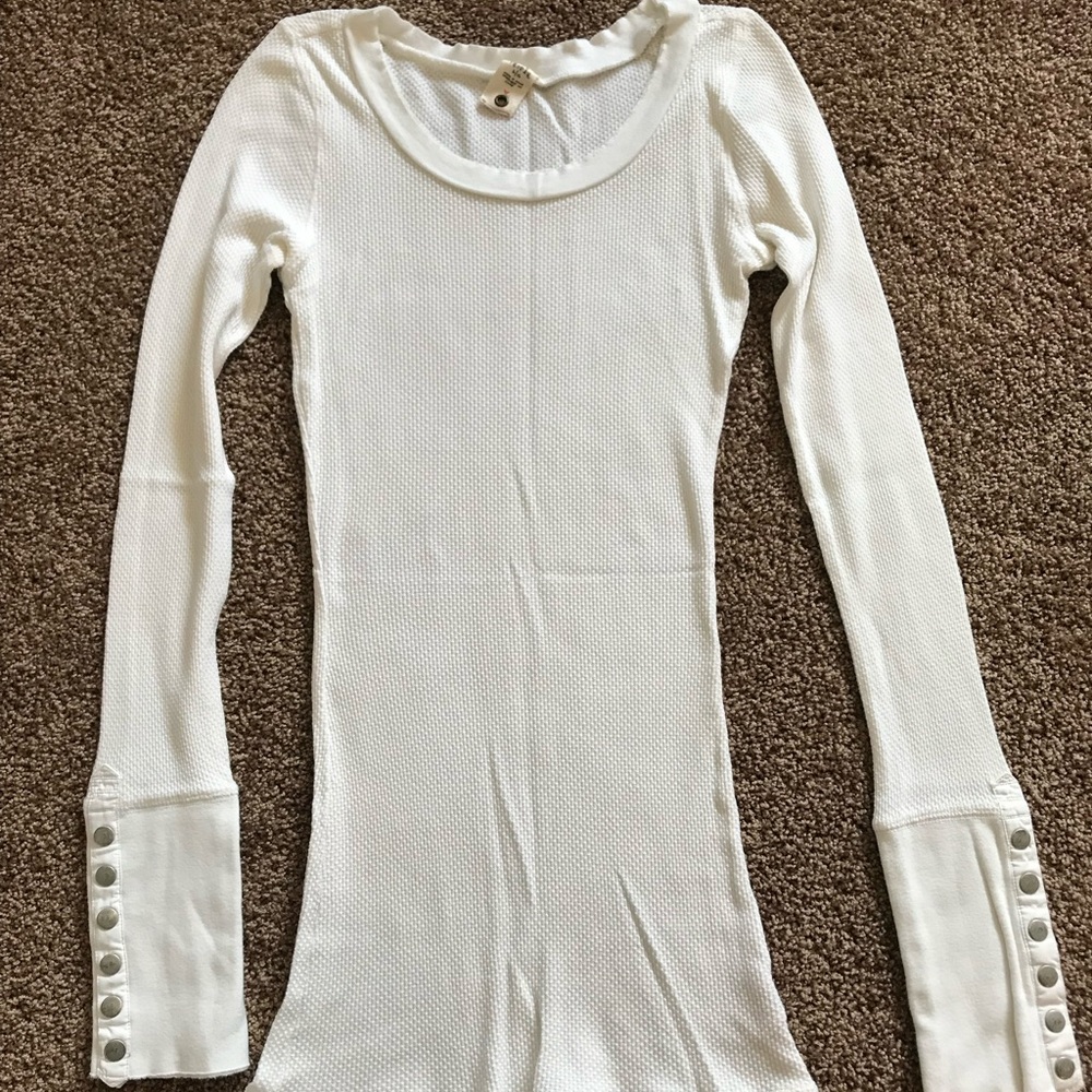 Free People Damsel Snap Cuff Thermal, white